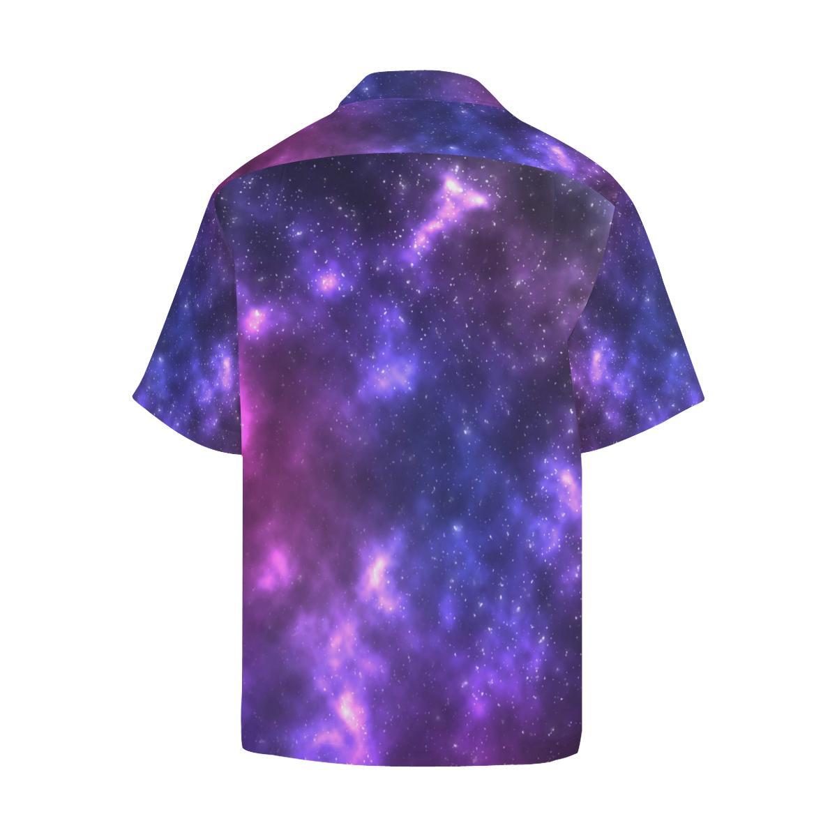 Celestial Purple Blue Galaxy Men Aloha Hawaiian Shirt