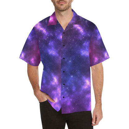 Celestial Purple Blue Galaxy Men Aloha Hawaiian Shirt