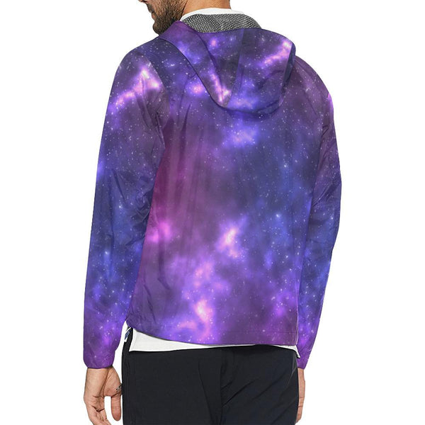 Celestial Purple Blue Galaxy Unisex Windbreaker Jacket - JTAMIGO