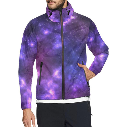 Celestial Purple Blue Galaxy Men Windbreaker Jacket-JTAMIGO.COM