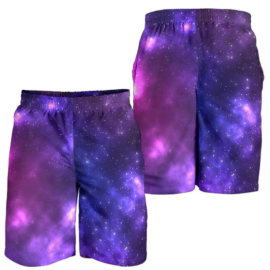 Celestial Purple Blue Galaxy Mens Shorts-JTAMIGO.COM