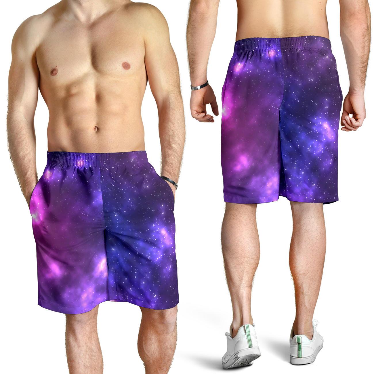 Celestial Purple Blue Galaxy Mens Shorts-JTAMIGO.COM