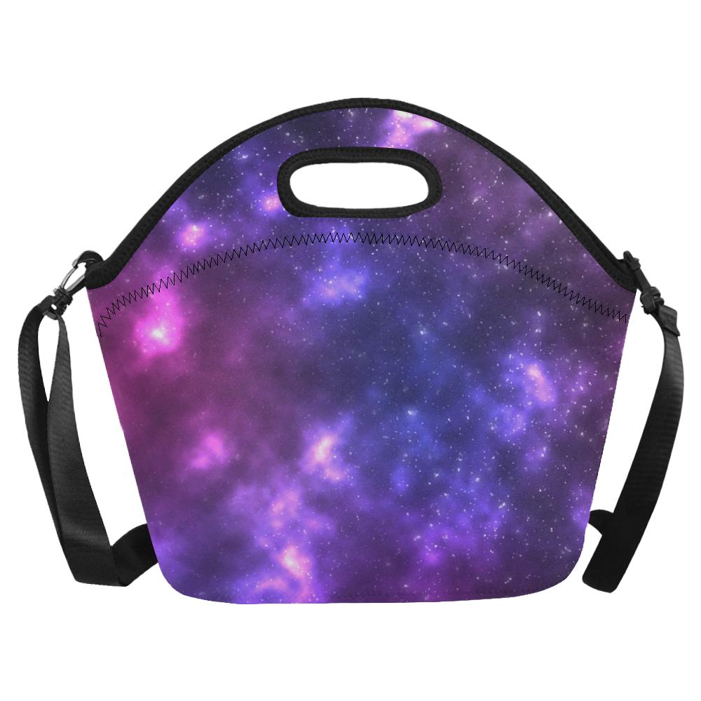 Celestial Purple Blue Galaxy Neoprene Lunch Bag (Model 1669)(Large)-JTAMIGO.COM