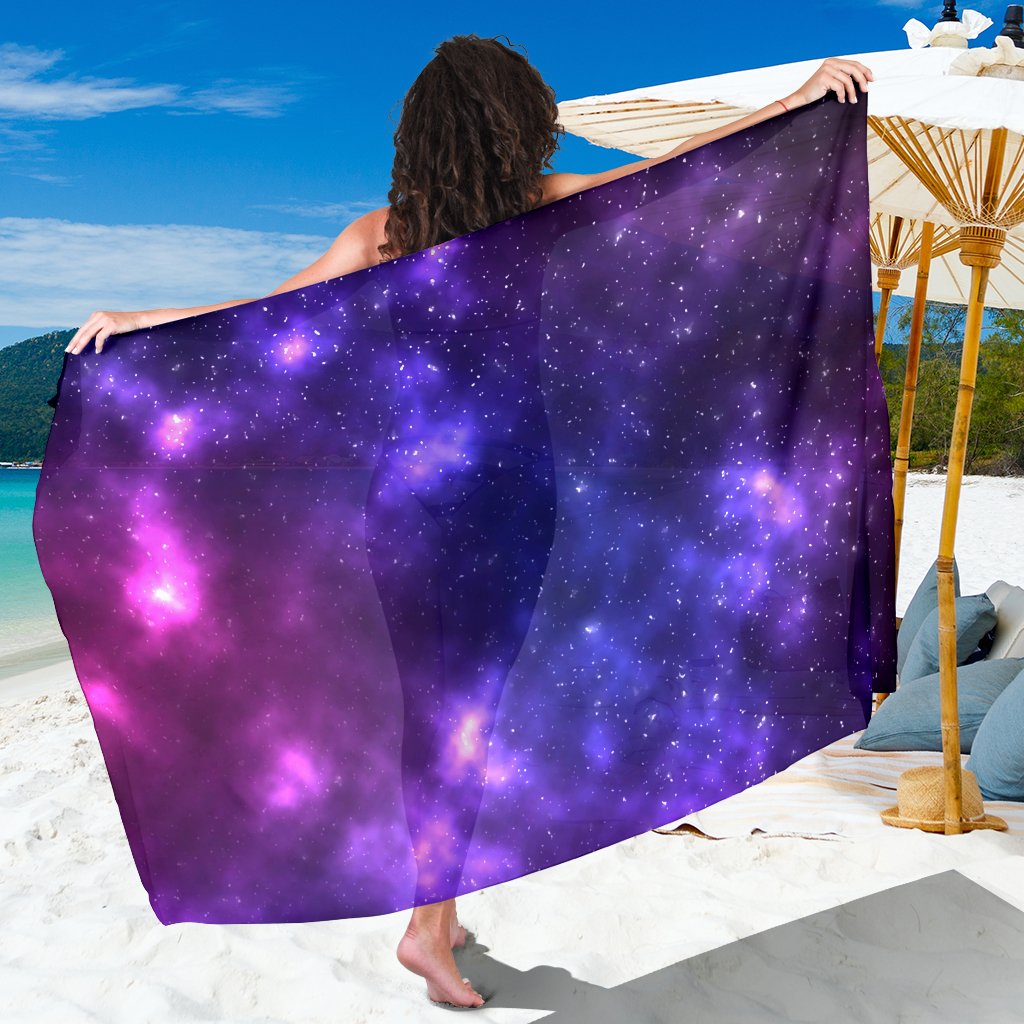 Celestial Purple Blue Galaxy Sarong Pareo Wrap