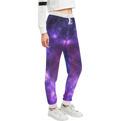 Celestial Purple Blue Galaxy Unisex Casual Sweatpants (Model L11)-JTAMIGO.COM