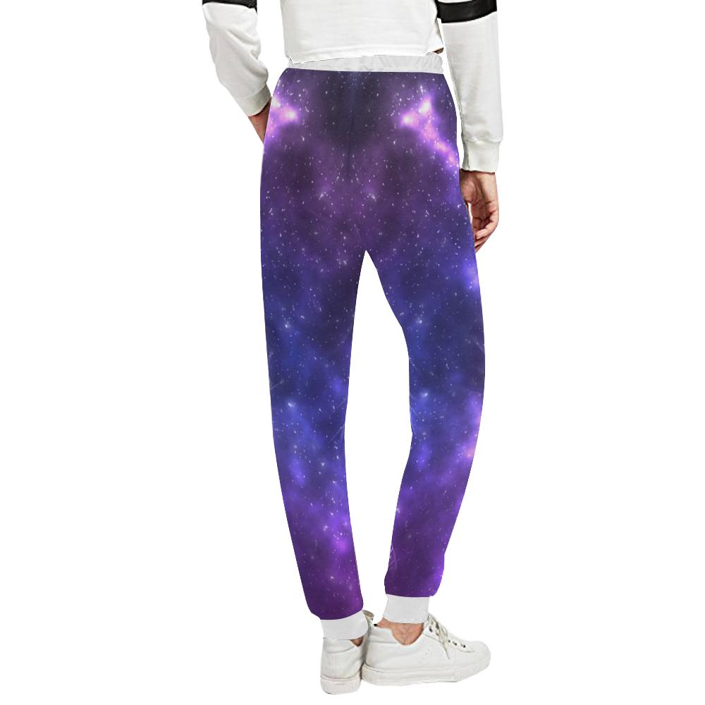 Celestial Purple Blue Galaxy Unisex Casual Sweatpants (Model L11)-JTAMIGO.COM