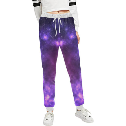 Celestial Purple Blue Galaxy Unisex Casual Sweatpants (Model L11)-JTAMIGO.COM