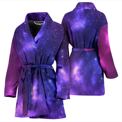 Celestial Purple Blue Galaxy Women Bath Robe-JTAMIGO.COM