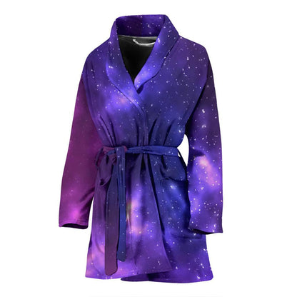 Celestial Purple Blue Galaxy Women Bath Robe-JTAMIGO.COM
