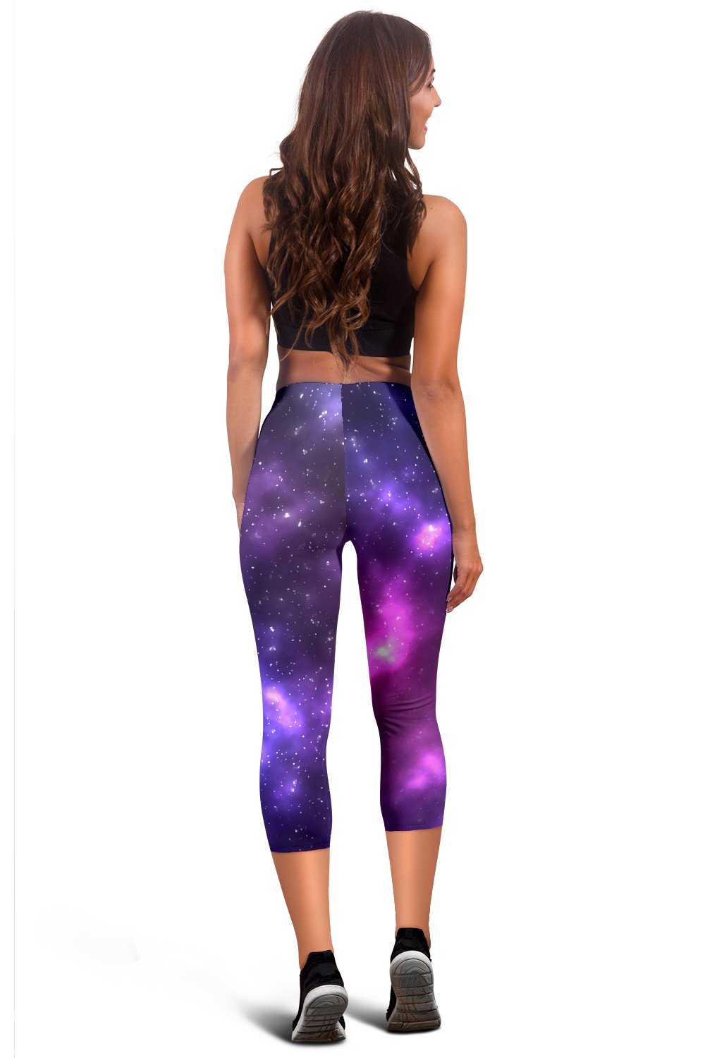 Celestial Purple Blue Galaxy Women Capris
