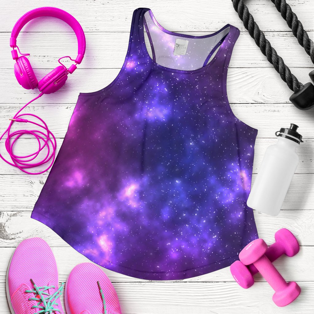 Celestial Purple Blue Galaxy Women Racerback Tank Top