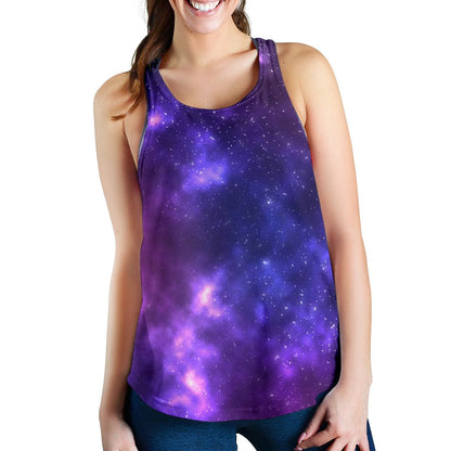 Celestial Purple Blue Galaxy Women Racerback Tank Top
