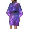 Celestial Purple Blue Galaxy Women Short Kimono Robe