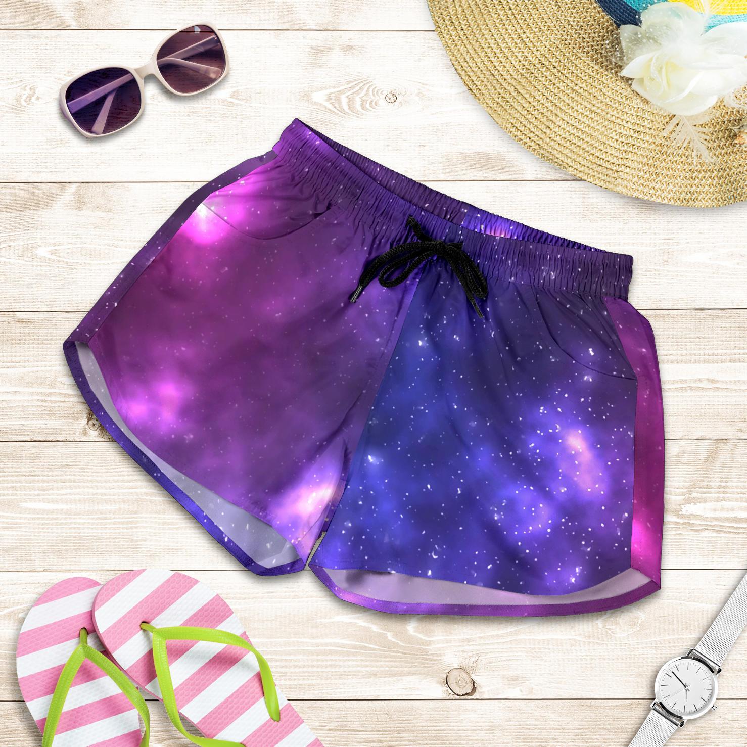 Celestial Purple Blue Galaxy Women Shorts-JTAMIGO.COM