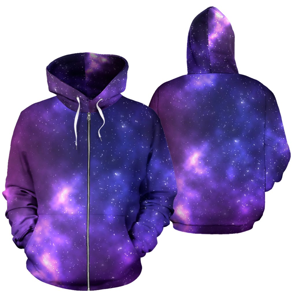 Celestial Purple Blue Galaxy Zip Up Hoodie
