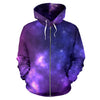 Celestial Purple Blue Galaxy Zip Up Hoodie