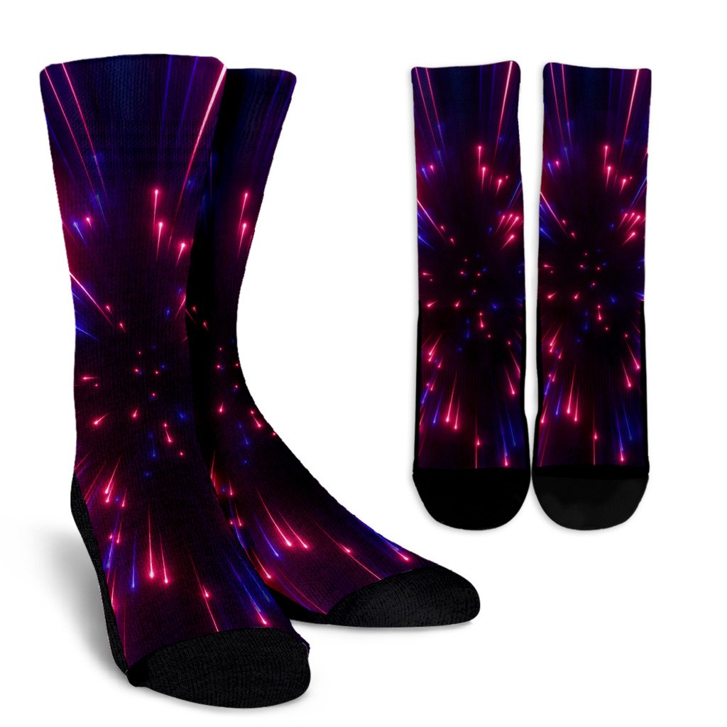 Celestial Purple Blue Neon Speed Light Crew Socks