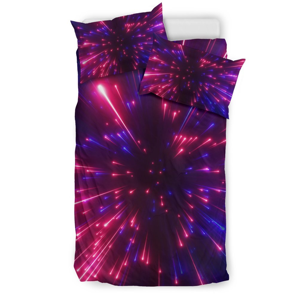 Celestial Purple Blue Neon Speed Light Duvet Cover Bedding Set