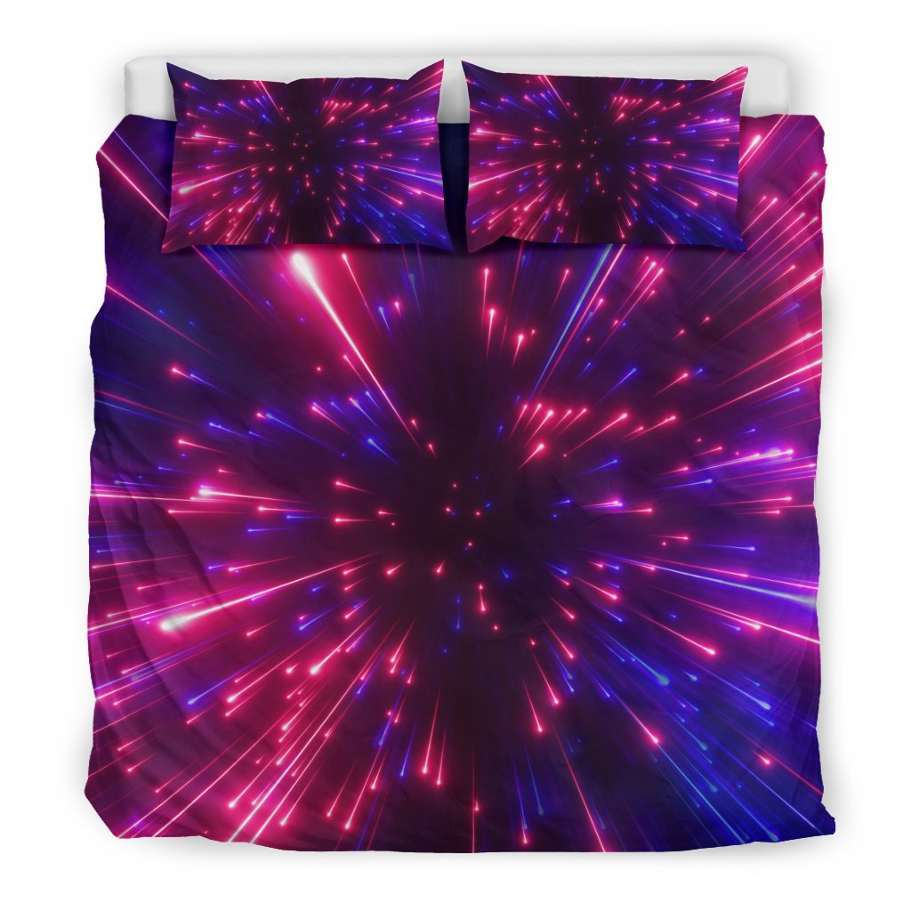 Celestial Purple Blue Neon Speed Light Duvet Cover Bedding Set