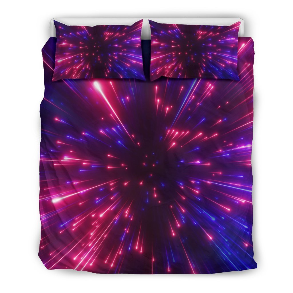 Celestial Purple Blue Neon Speed Light Duvet Cover Bedding Set