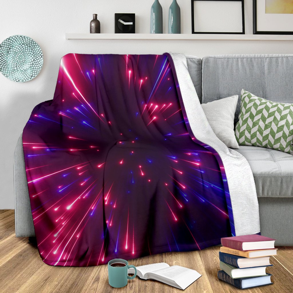 Celestial Purple Blue Neon Speed Light Fleece Blanket