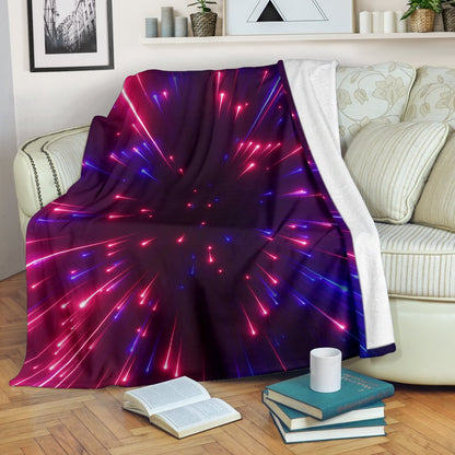 Celestial Purple Blue Neon Speed Light Fleece Blanket
