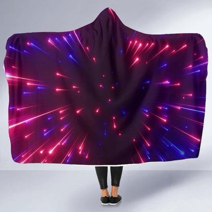 Celestial Purple Blue Neon Speed Light Hooded Blanket-JTAMIGO.COM