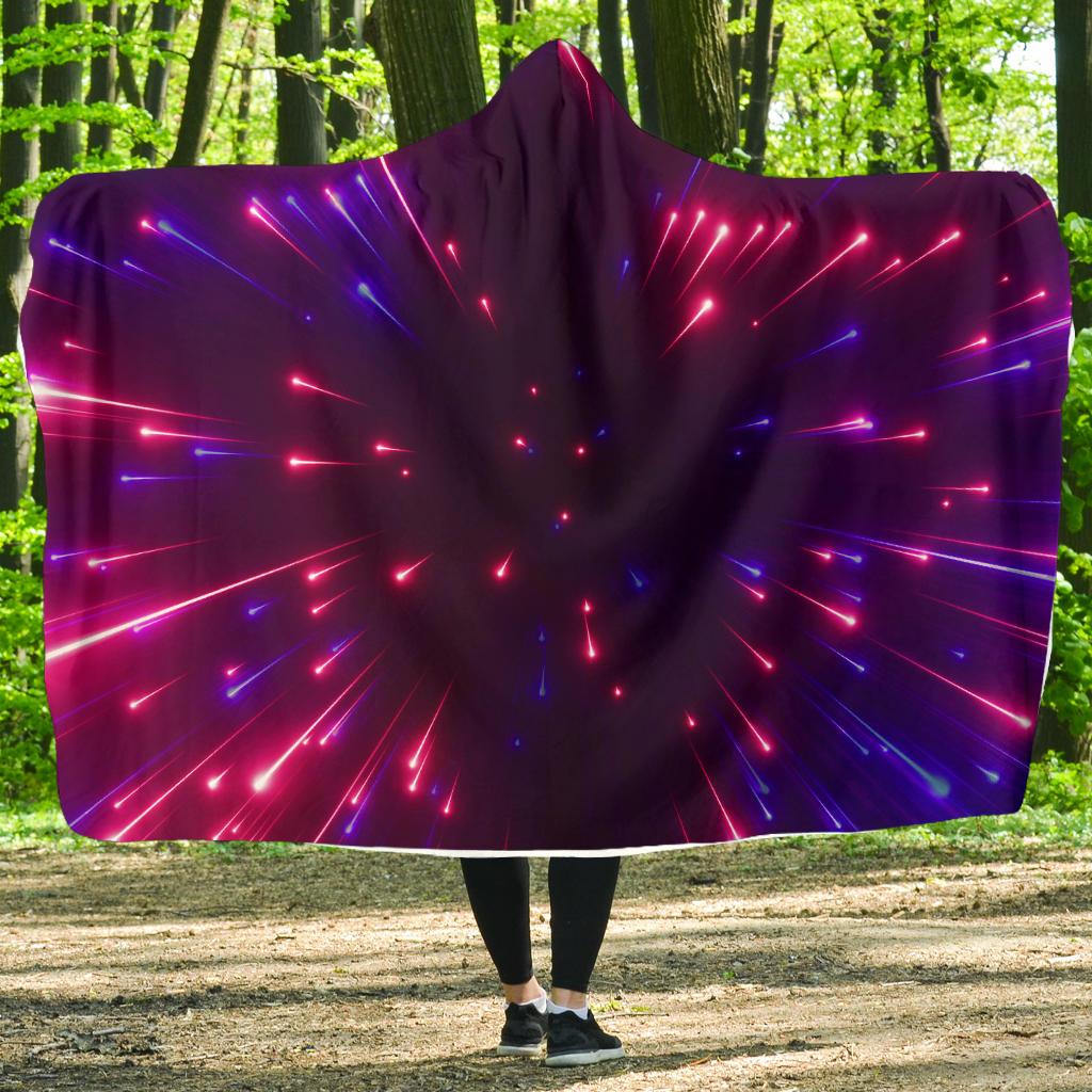 Celestial Purple Blue Neon Speed Light Hooded Blanket-JTAMIGO.COM
