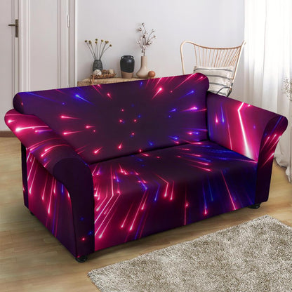 Celestial Purple Blue Neon Speed Light Loveseat Slipcover-JTAMIGO.COM