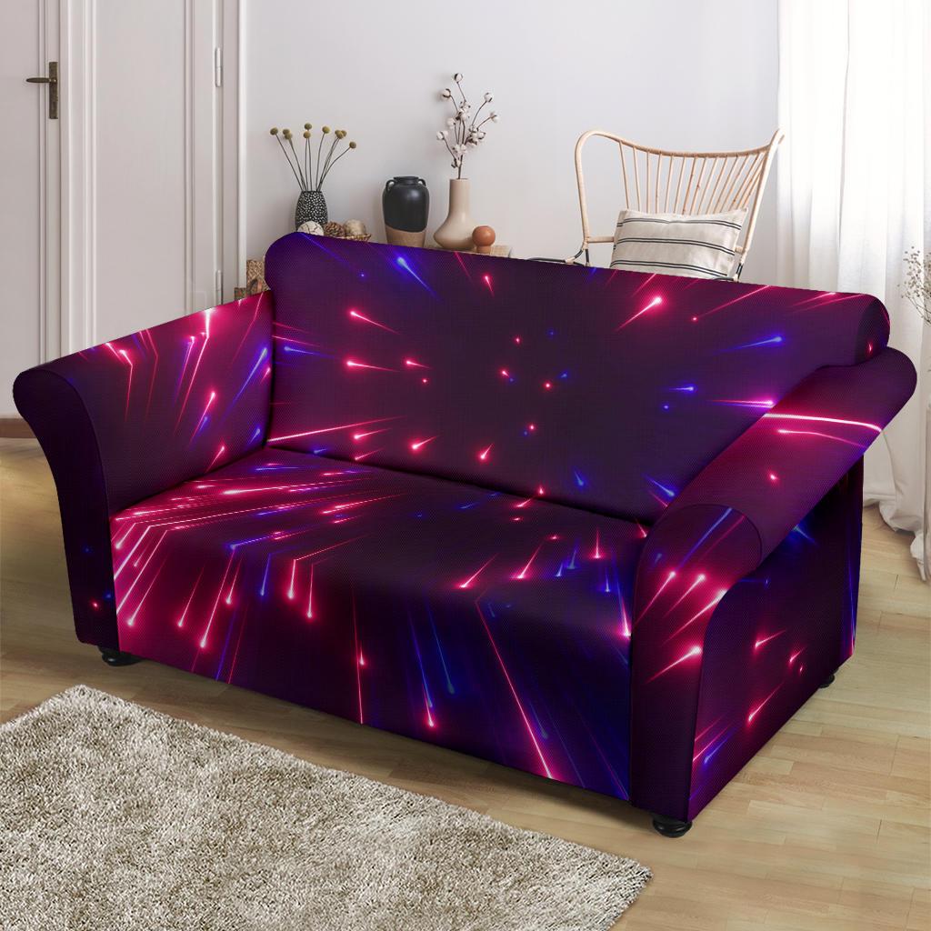Celestial Purple Blue Neon Speed Light Loveseat Slipcover-JTAMIGO.COM