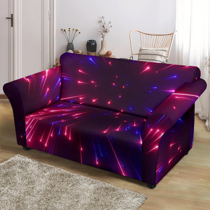 Celestial Purple Blue Neon Speed Light Loveseat Slipcover-JTAMIGO.COM
