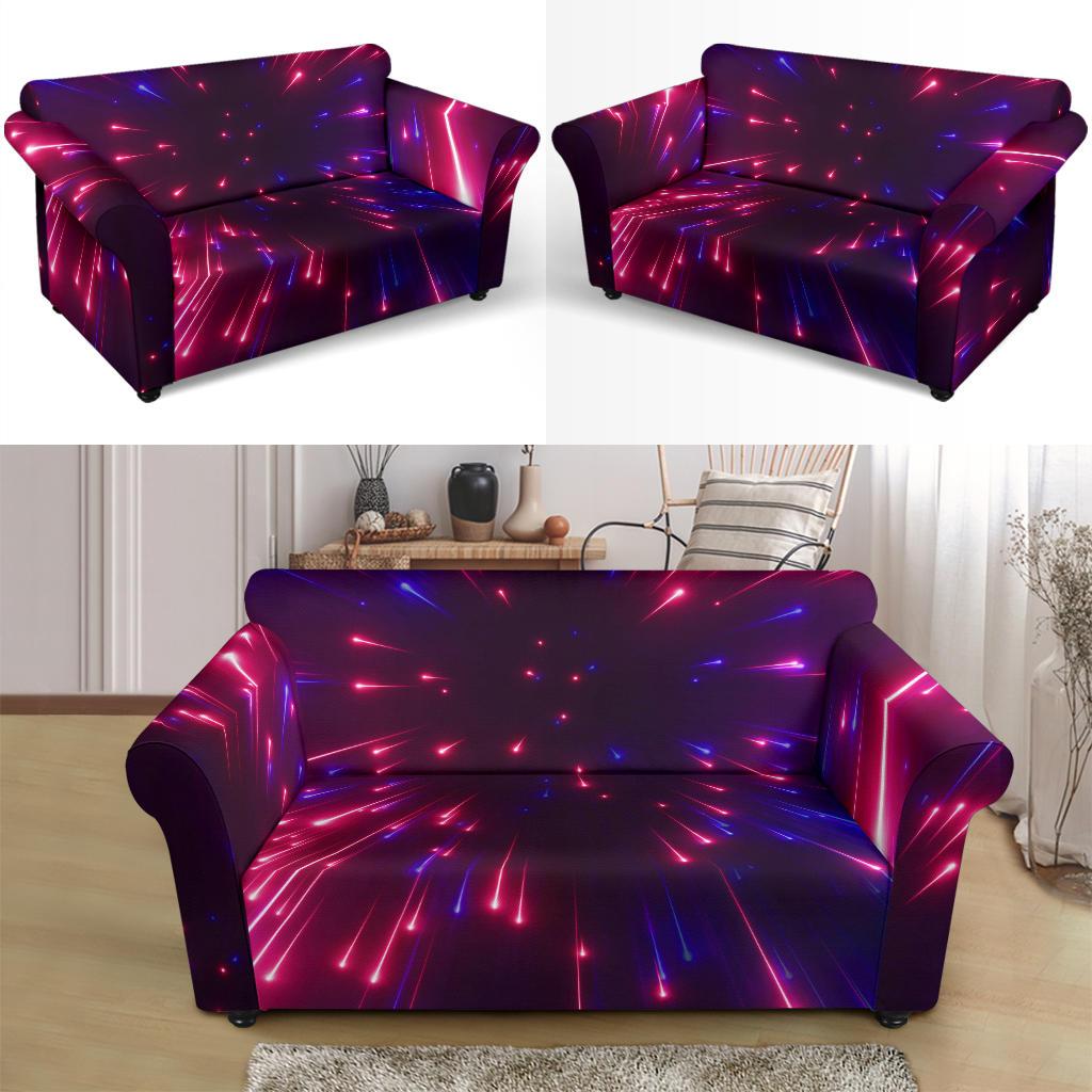 Celestial Purple Blue Neon Speed Light Loveseat Slipcover-JTAMIGO.COM