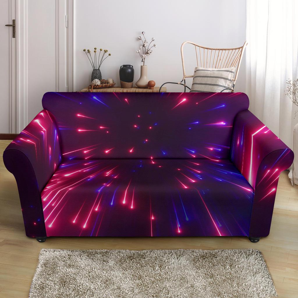 Celestial Purple Blue Neon Speed Light Loveseat Slipcover-JTAMIGO.COM