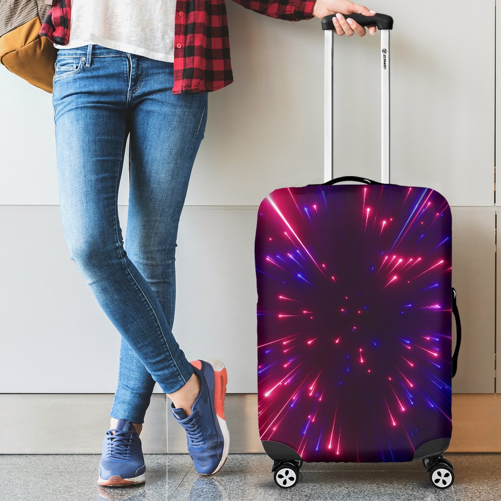 Celestial Purple Blue Neon Speed Light Luggage Cover Protector