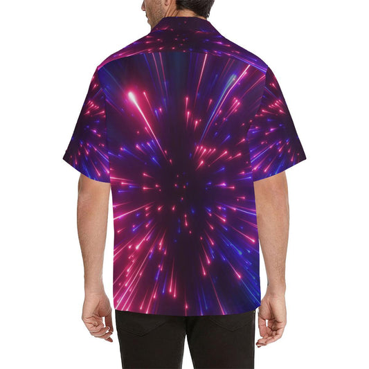Celestial Purple Blue Neon Speed Light Men Aloha Hawaiian Shirt
