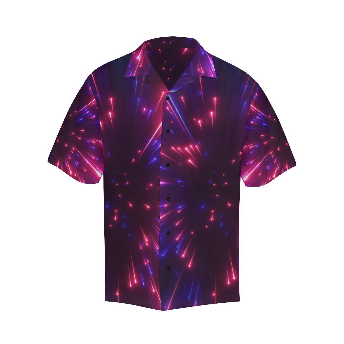 Celestial Purple Blue Neon Speed Light Men Aloha Hawaiian Shirt