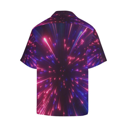 Celestial Purple Blue Neon Speed Light Men Aloha Hawaiian Shirt