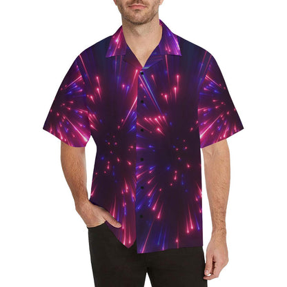 Celestial Purple Blue Neon Speed Light Men Aloha Hawaiian Shirt