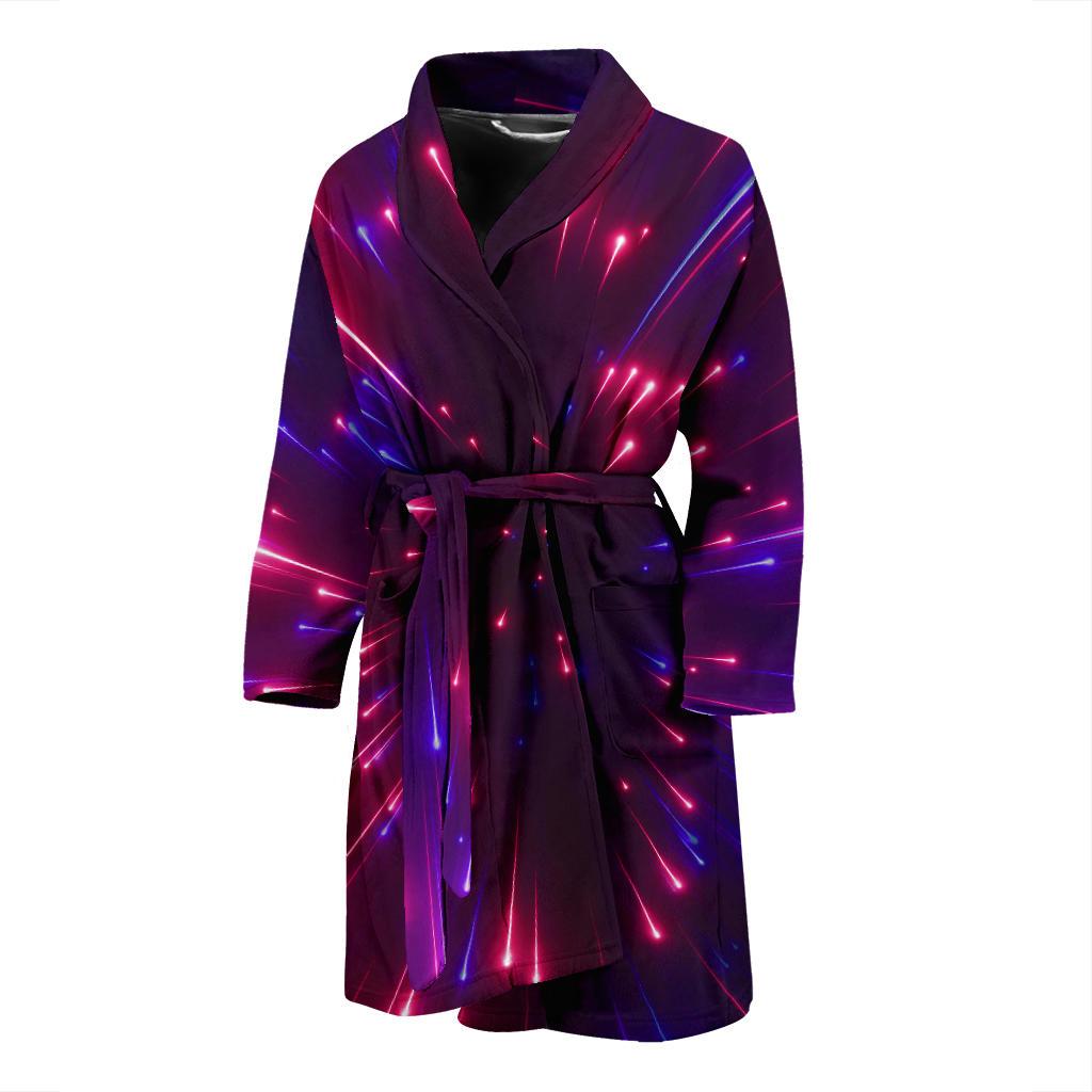 Celestial Purple Blue Neon Speed Light Men Bath Robe-JTAMIGO.COM