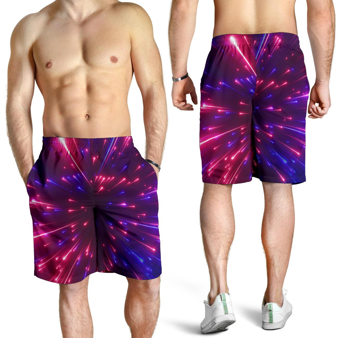 Celestial Purple Blue Neon Speed Light Mens Shorts-JTAMIGO.COM