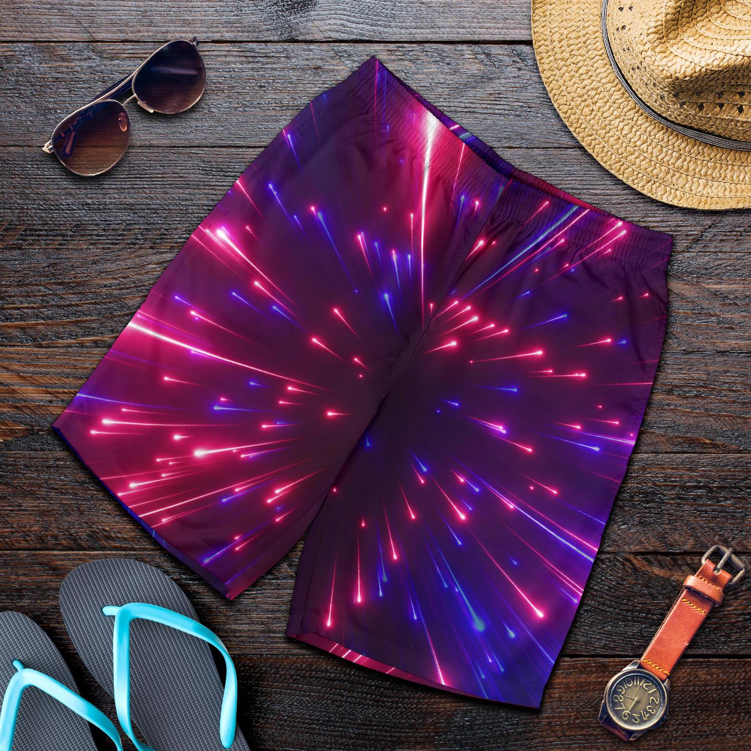 Celestial Purple Blue Neon Speed Light Mens Shorts-JTAMIGO.COM
