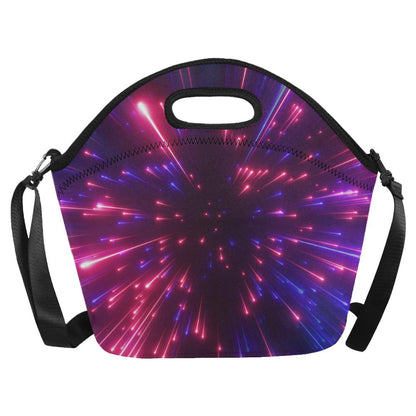 Celestial Purple Blue Neon Speed Light Neoprene Lunch Bag (Model 1669)(Large)-JTAMIGO.COM