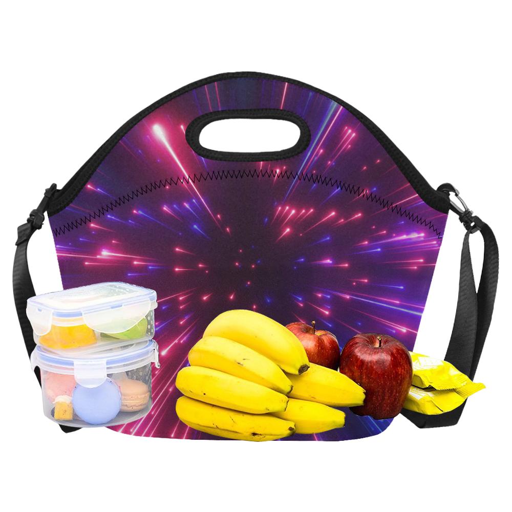 Celestial Purple Blue Neon Speed Light Neoprene Lunch Bag (Model 1669)(Large)-JTAMIGO.COM