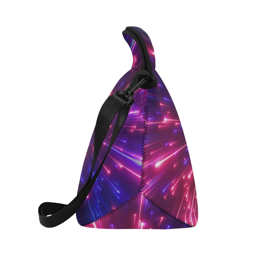 Celestial Purple Blue Neon Speed Light Neoprene Lunch Bag (Model 1669)(Large)-JTAMIGO.COM