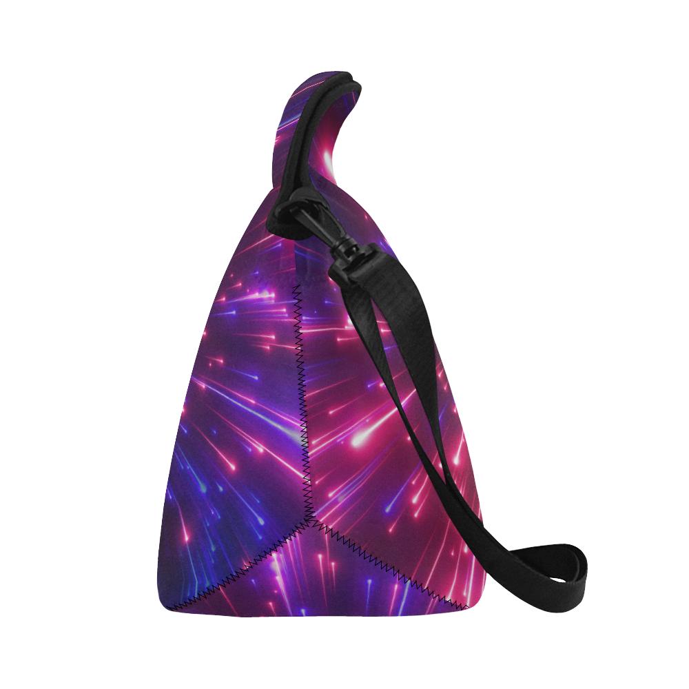 Celestial Purple Blue Neon Speed Light Neoprene Lunch Bag (Model 1669)(Large)-JTAMIGO.COM