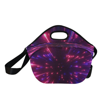 Celestial Purple Blue Neon Speed Light Neoprene Lunch Bag (Model 1669)(Large)-JTAMIGO.COM
