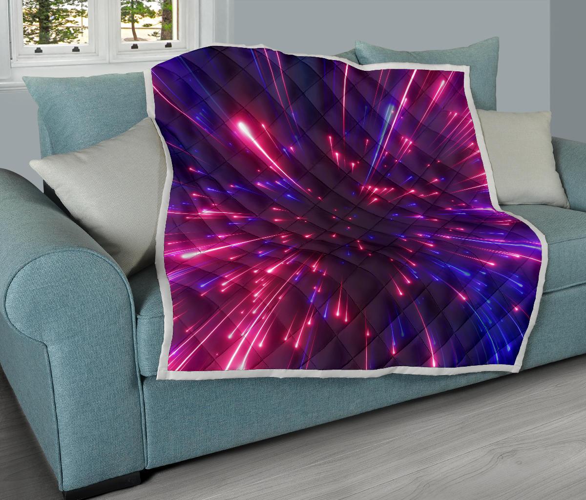 Celestial Purple Blue Neon Speed Light Premium Quilt-JTAMIGO.COM