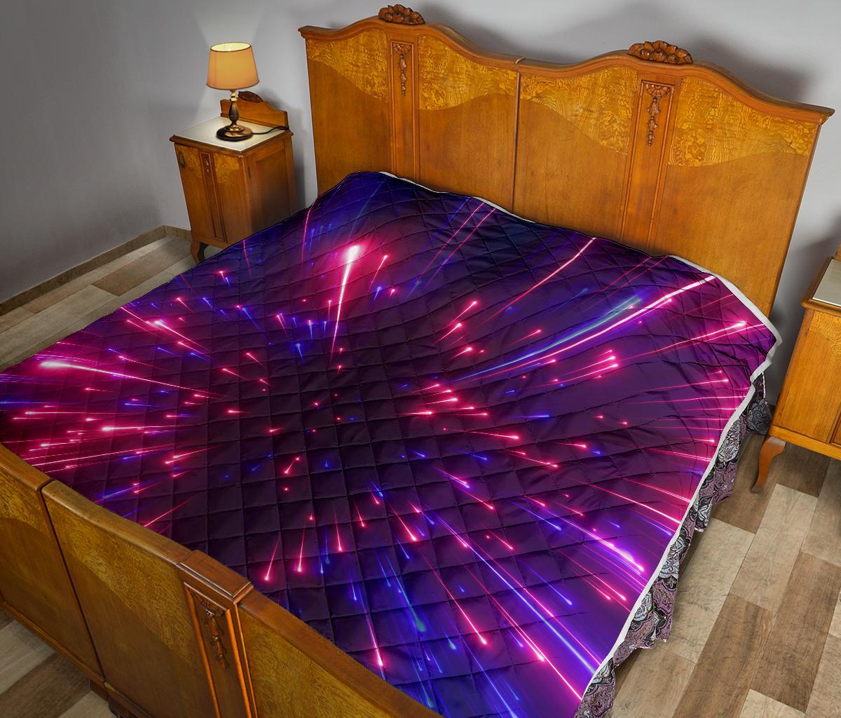 Celestial Purple Blue Neon Speed Light Premium Quilt-JTAMIGO.COM