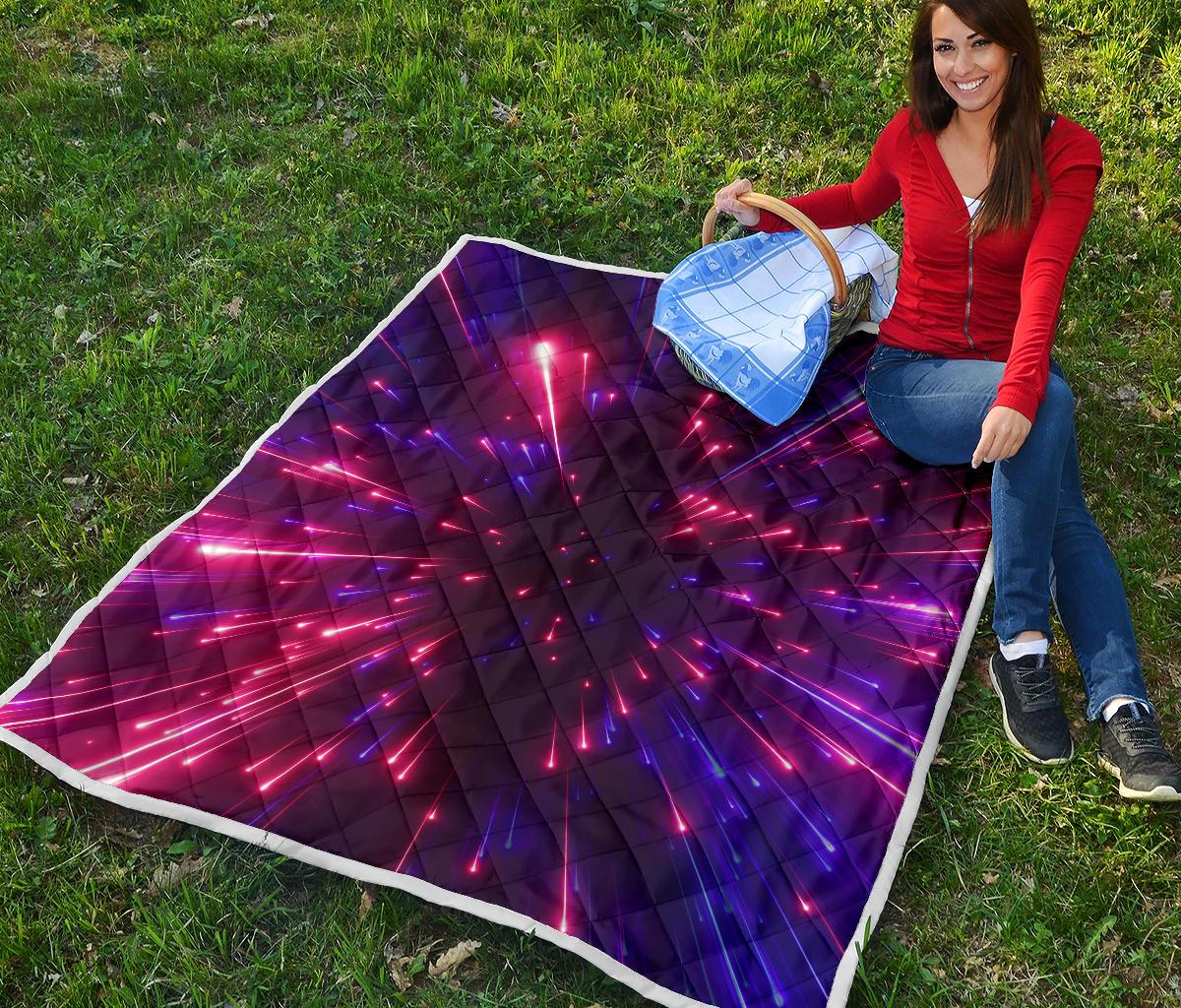 Celestial Purple Blue Neon Speed Light Premium Quilt-JTAMIGO.COM