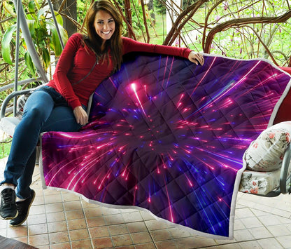 Celestial Purple Blue Neon Speed Light Premium Quilt-JTAMIGO.COM